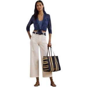 NWT Lauren Ralph Lauren 1X Blue Sheer Utility Button Down Shirt